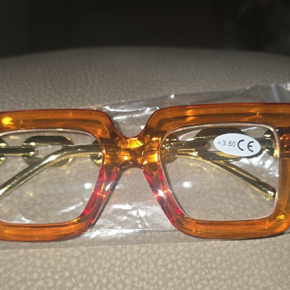 Stylish Orange Square Glasses(readers+3.50) - Picture 1 of 3